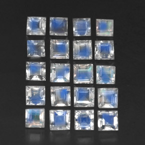 3.81 ct White Rainbow Moonstone Stone, Natural Rainbow Moonstone in Square Facet Shape for Sale