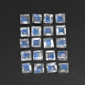 1.85 ct White Rainbow Moonstone Gemstone, Rainbow Moonstone Gem in Square Facet Shape for Sale.