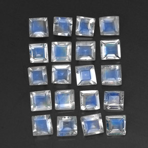 1.85 ct White Rainbow Moonstone Stone, Natural Rainbow Moonstone in Square Facet Shape for Sale