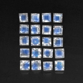 3.37 ct White Rainbow Moonstone Gemstone, Rainbow Moonstone Gem in Square Facet Shape for Sale.