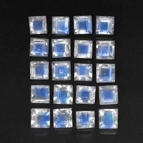 3.37 ct White Rainbow Moonstone Stone, Natural Rainbow Moonstone in Square Facet Shape for Sale