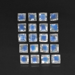 Голубовато-белый Радужный Лунный Камень Камень - 0.2ct Фасетный Квадрат (ID: 305333)