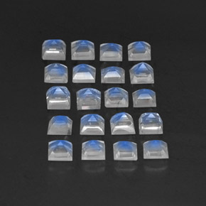Rainbow Moonstone Gemstones in 3.2 x 3.2 mm Size for Sale, Rainbow Moonstone Stones in Bluish White Color