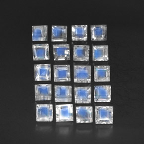 3.87 ct White Rainbow Moonstone Gemstone, Rainbow Moonstone Gem in Square Facet Shape for Sale.