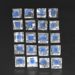 3.87 ct White Rainbow Moonstone Stone, Natural Rainbow Moonstone in Square Facet Shape for Sale