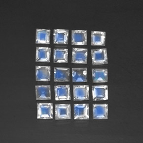 2.43 ct White Rainbow Moonstone Gemstone, Rainbow Moonstone Gem in Square Facet Shape for Sale.