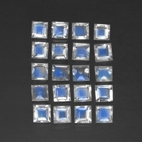 2.43 ct White Rainbow Moonstone Stone, Natural Rainbow Moonstone in Square Facet Shape for Sale