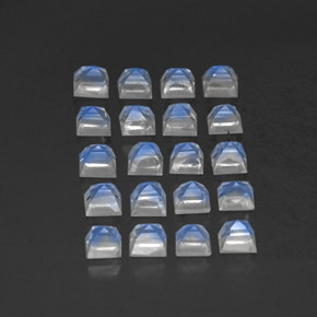 Rainbow Moonstone Gemstones in 3.1 x 3.1 mm Size for Sale, Rainbow Moonstone Stones in Bluish White Color