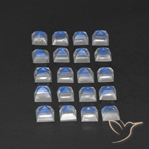 Rainbow Moonstone Gemstones in 3 x 3 mm (calibrated) Size for Sale, Rainbow Moonstone Stones in Bluish White Color