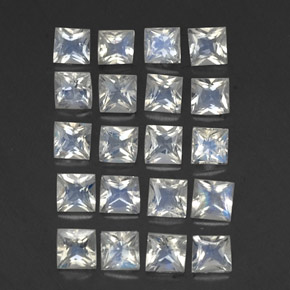 2.47 ctw White Rainbow Moonstone Stones, Natural Rainbow Moonstone in Princess-Cut Shape for Sale