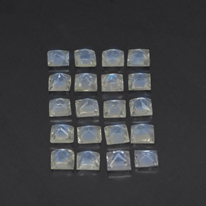 Rainbow Moonstone Gemstones in 3.1 x 3.1 mm Size for Sale, Rainbow Moonstone Stones in Bluish White Color