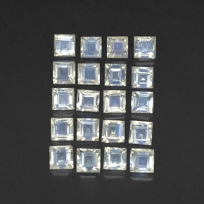2.65 ct White Rainbow Moonstone Gemstone, Rainbow Moonstone Gem in Square Facet Shape for Sale.