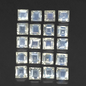 2.65 ct White Rainbow Moonstone Stone, Natural Rainbow Moonstone in Square Facet Shape for Sale