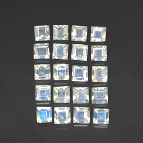Bluish White Rainbow Moonstone Gem - 0.1ct Square Facet (ID: 306414)