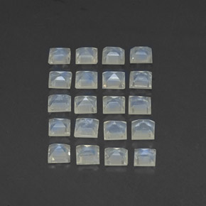 Rainbow Moonstone Gemstones in 3 x 3 mm (calibrated) Size for Sale, Rainbow Moonstone Stones in Bluish White Color