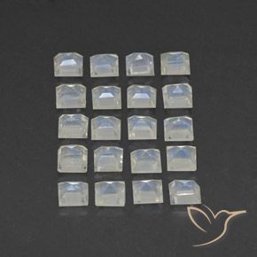 Rainbow Moonstone Gemstones in 3.2 x 3.1 mm Size for Sale, Rainbow Moonstone Stones in Bluish White Color