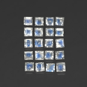 2.98 ct White Rainbow Moonstone Stone, Natural Rainbow Moonstone in Square Facet Shape for Sale