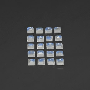 Rainbow Moonstone Gemstone in 3 x 3 mm Size for Sale, Rainbow Moonstone Stone in Blue White Color