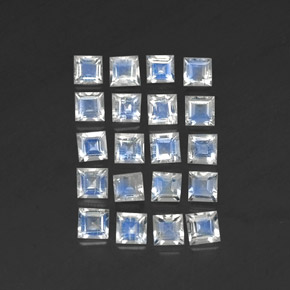 2.69 ct White Rainbow Moonstone Gemstone, Rainbow Moonstone Gem in Square Facet Shape for Sale.
