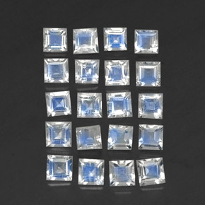 2.69 ct White Rainbow Moonstone Stone, Natural Rainbow Moonstone in Square Facet Shape for Sale
