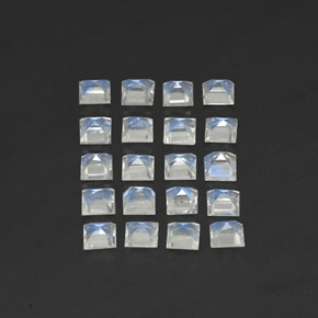 Rainbow Moonstone Gemstone in 3 x 3 mm Size for Sale, Rainbow Moonstone Stone in Blue White Color