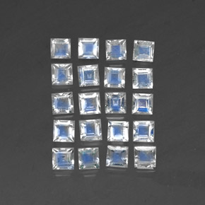 2.79 ct White Rainbow Moonstone Gemstone, Rainbow Moonstone Gem in Square Facet Shape for Sale.