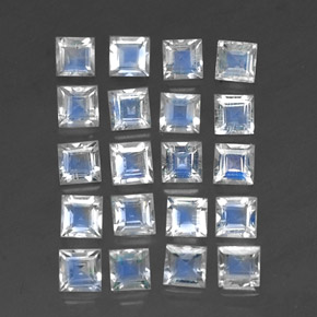 2.79 ct White Rainbow Moonstone Stone, Natural Rainbow Moonstone in Square Facet Shape for Sale