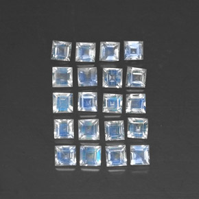 2.62 ct White Rainbow Moonstone Gemstone, Rainbow Moonstone Gem in Square Facet Shape for Sale.