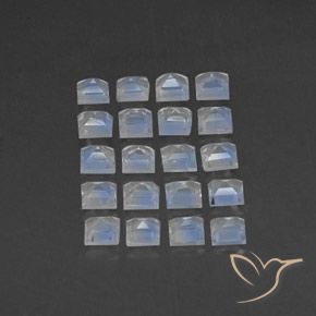 Rainbow Moonstone Gemstones in 3 x 3 mm (calibrated) Size for Sale, Rainbow Moonstone Stones in Bluish White Color