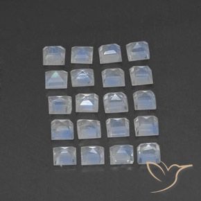 Rainbow Moonstone Gemstones in 3 x 3 mm (calibrated) Size for Sale, Rainbow Moonstone Stones in Bluish White Color