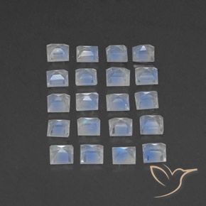 Rainbow Moonstone Gemstones in 3.1 x 3.1 mm Size for Sale, Rainbow Moonstone Stones in Bluish White Color