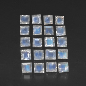 3.75 ct White Rainbow Moonstone Gemstone, Rainbow Moonstone Gem in Square Facet Shape for Sale.