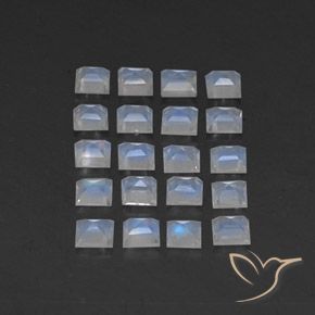 Rainbow Moonstone Gemstones in 3.2 x 3.1 mm Size for Sale, Rainbow Moonstone Stones in Bluish White Color
