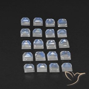 Rainbow Moonstone Gemstones in 3 x 3 mm (calibrated) Size for Sale, Rainbow Moonstone Stones in Bluish White Color