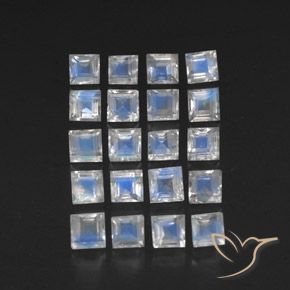 3.55ctw Natural Bluish White Rainbow Moonstone, Square, Transparent