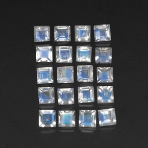 2.83 ct White Rainbow Moonstone Gemstone, Rainbow Moonstone Gem in Square Facet Shape for Sale.