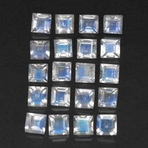 2.83 ct White Rainbow Moonstone Stone, Natural Rainbow Moonstone in Square Facet Shape for Sale