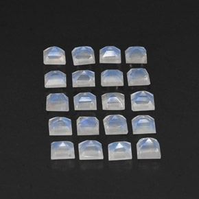 Rainbow Moonstone Gemstones in 3.2 x 3.1 mm Size for Sale, Rainbow Moonstone Stones in Bluish White Color