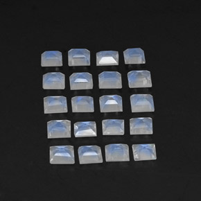Rainbow Moonstone Gemstones in 3 x 3 mm Size for Sale, Rainbow Moonstone Stones in Bluish White Color