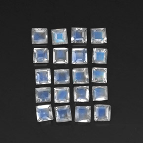 2.21 ct White Rainbow Moonstone Gemstone, Rainbow Moonstone Gem in Square Facet Shape for Sale.