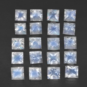 3.09 ctw White Rainbow Moonstone Stones, Natural Rainbow Moonstone in Princess-Cut Shape for Sale