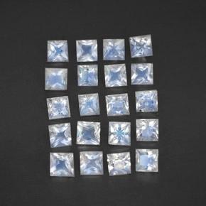 Bianco bluastro Pietra di luna arcobaleno Gem - 0.1ct Taglio Princess (ID: 308161)