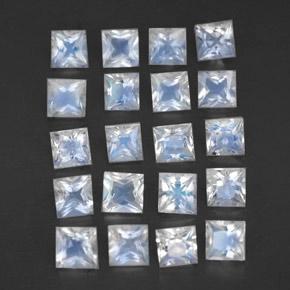 2.34 ctw White Rainbow Moonstone Stones, Natural Rainbow Moonstone in Princess-Cut Shape for Sale