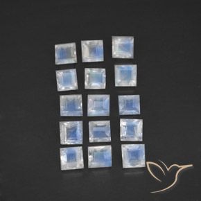 2.18ctw Natural Bluish White Rainbow Moonstone, Square, Transparent