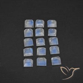 Rainbow Moonstone Gemstones in 3 x 3 mm (calibrated) Size for Sale, Rainbow Moonstone Stones in Bluish White Color