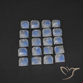 Rainbow Moonstone Gemstones in 3 x 2.9 mm Size for Sale, Rainbow Moonstone Stones in Bluish White Color