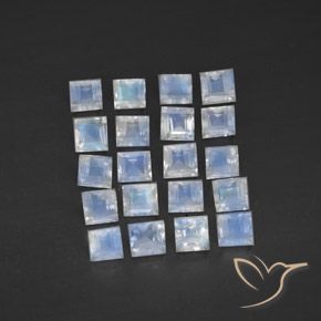 2.84ctw Natural Bluish White Rainbow Moonstone, Square, Transparent