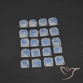 Rainbow Moonstone Gemstones in 2.9 x 2.8 mm Size for Sale, Rainbow Moonstone Stones in Bluish White Color