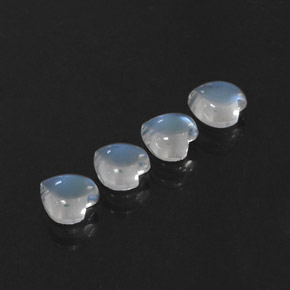 1.68 ct White Rainbow Moonstone Stone, Natural Rainbow Moonstone in Heart Cabochon Shape for Sale