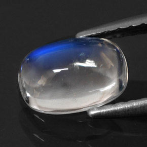 Rainbow Moonstone Gemstone in 7.5 x 5.9 mm Size for Sale, Rainbow Moonstone Stone in Blue White Color